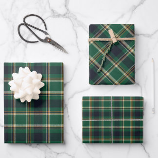Classic Green Blue Yellow Plaid Pattern Holiday Wrapping Paper Sheet