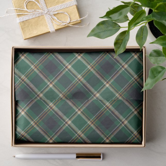 Classic Green Blue Yellow Plaid Tissue Paper (Gift)