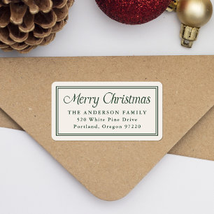 Classic Green Border Christmas Return Address Label