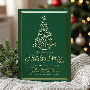 Classic Green Border Christmas Tree Holiday Party