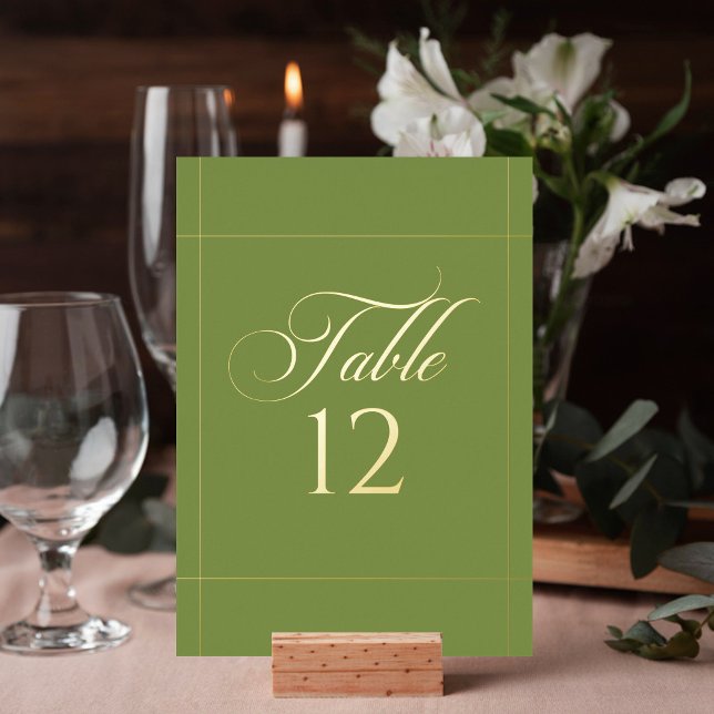 Classic Green Border Wedding Table Number Sign (Creator Uploaded)