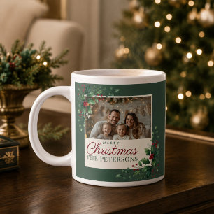 Classic Green Botanical Photo Christmas Mug