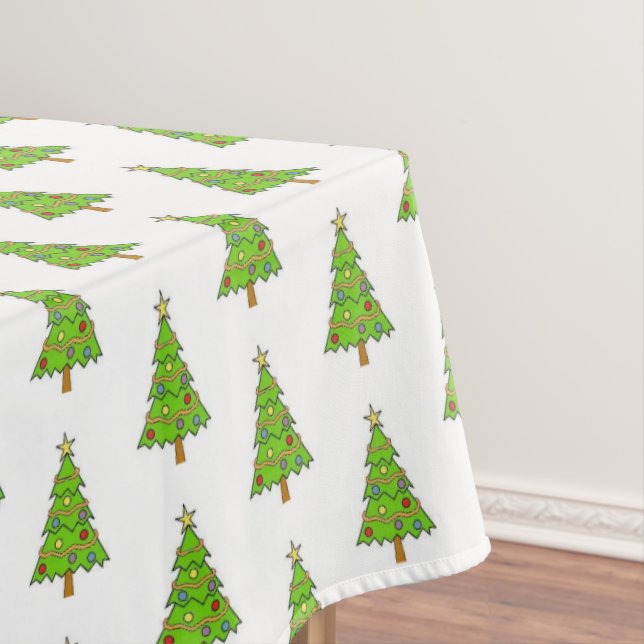 Classic Green Bright Christmas Tree Tablecloth (In Situ)