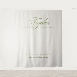 Classic Green Calligraphy Wedding Backdrops Banner Tapestry