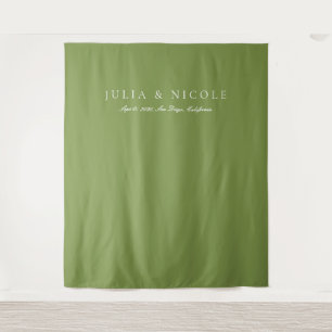 Classic Green Calligraphy Wedding Backdrops Banner Tapestry