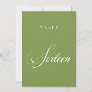 Classic Green Calligraphy Wedding Table Number