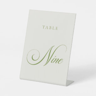 Classic Green Calligraphy Wedding Table Number Pedestal Sign