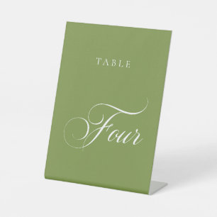 Classic Green Calligraphy Wedding Table Number Pedestal Sign