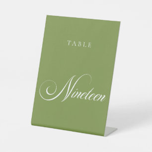 Classic Green Calligraphy Wedding Table Number Pedestal Sign
