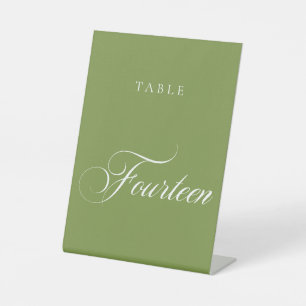 Classic Green Calligraphy Wedding Table Number Pedestal Sign