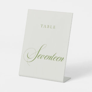 Classic Green Calligraphy Wedding Table Number Pedestal Sign