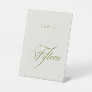 Classic Green Calligraphy Wedding Table Number Pedestal Sign