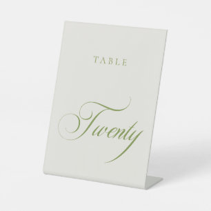 Classic Green Calligraphy Wedding Table Number Pedestal Sign
