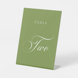 Classic Green Calligraphy Wedding Table Number Pedestal Sign