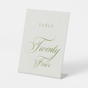 Classic Green Calligraphy Wedding Table Number Pedestal Sign