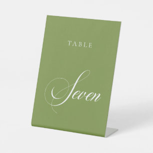 Classic Green Calligraphy Wedding Table Number Pedestal Sign