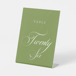 Classic Green Calligraphy Wedding Table Number Pedestal Sign