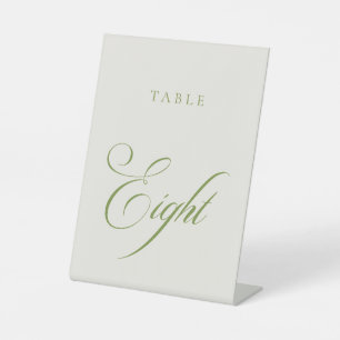 Classic Green Calligraphy Wedding Table Number Pedestal Sign