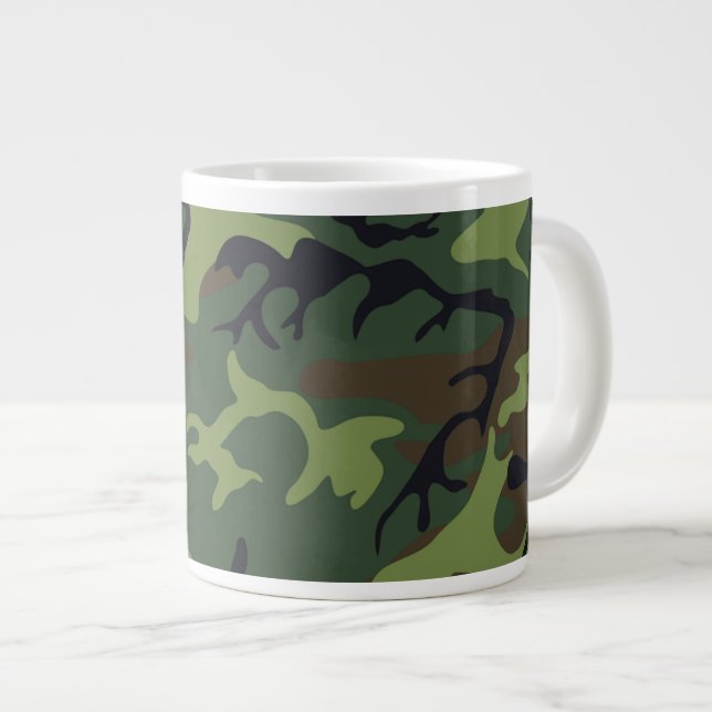 Classic Green Camouflage Pattern Large Coffee Mug (Front Right)