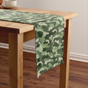 Classic Green Camouflage Short Table Runner