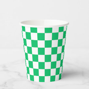 Classic green chequered paper cups