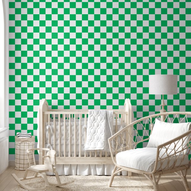 Classic green chequered  wallpaper (Kids)