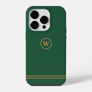 Classic Green Chic Custom Monogram iPhone 14 Pro Case