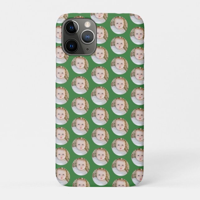 Classic Green Christmas photo Collage Case-Mate iPhone Case (Back)