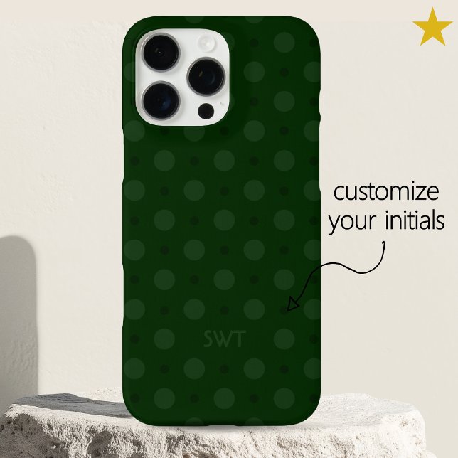 Classic Green Dots Custom Name Initials Case-Mate iPhone Case (Creator Uploaded)