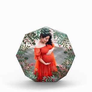 Classic Green Enchanting Botanical Christmas Photo Block