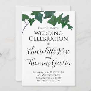 Classic Green English Ivy Wedding Invitation