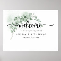 Classic Green Eucalyptus Engagement Party Welcome