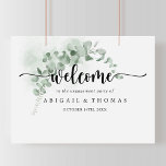 Classic Green Eucalyptus Engagement Party Welcome  Poster<br><div class="desc">This classic green eucalyptus engagement party welcome poster is perfect for a rustic engagement celebration. The design features beautiful watercolor green eucalyptus leaves.

Make this poster your own by adding the name of the bride and groom,  and the date of the engagement.</div>