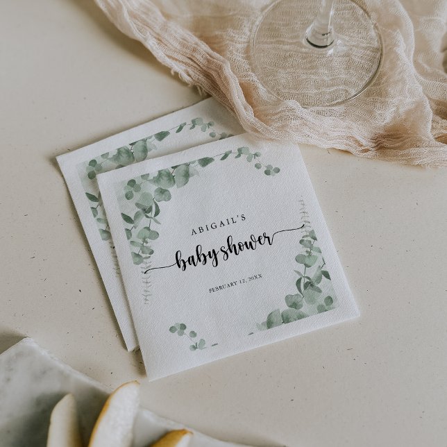 Classic Green Eucalyptus Foliage Baby Shower  Napkin (Creator Uploaded)