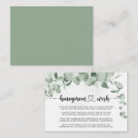 Classic Green Eucalyptus Foliage Honeymoon Wish  Enclosure Card<br><div class="desc">This classic green eucalyptus foliage honeymoon wish enclosure card is perfect for a rustic wedding. The design features beautiful watercolor green eucalyptus leaves.</div>