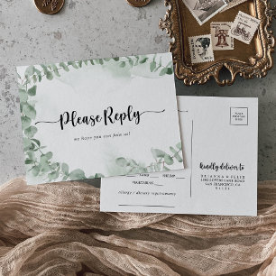 Classic Green Eucalyptus Foliage Menu Choice RSVP  Postcard