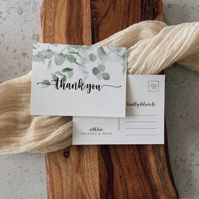 Classic Green Eucalyptus Foliage Thank You  Postcard (Creator Uploaded)