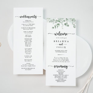 Classic Green Eucalyptus Foliage Wedding  Programme
