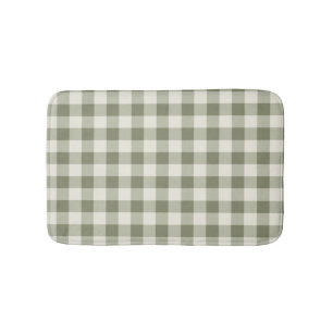 Classic Green Farmhouse Gingham Style Bath Mat