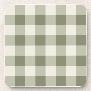 Classic Green Farmhouse Gingham Style Coaster
