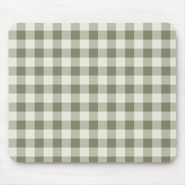 Classic Green Farmhouse Gingham Style Mouse Mat (Front)