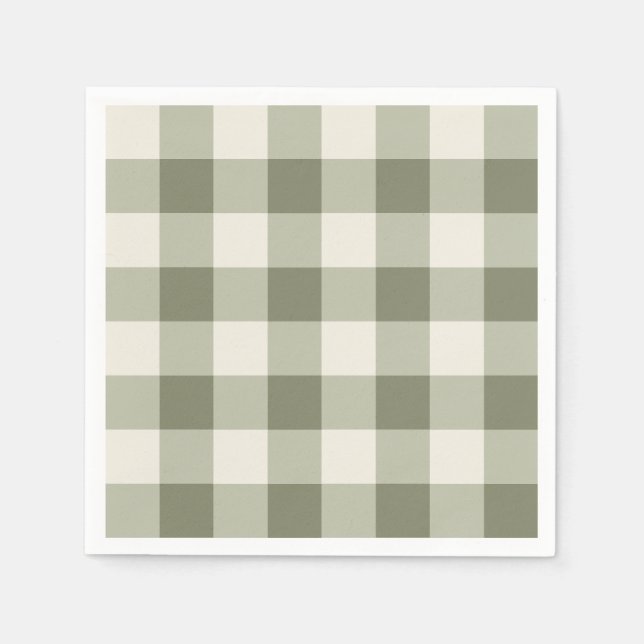 Classic Green Farmhouse Gingham Style Napkin (Front)