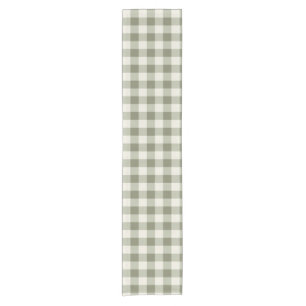 Classic Green Farmhouse Gingham Style Short Table Runner
