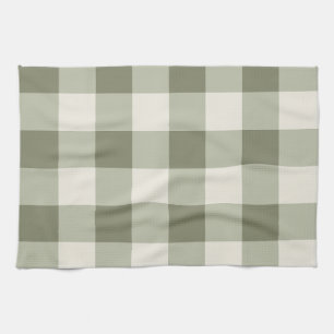 Classic Green Farmhouse Gingham Style Tea Towel