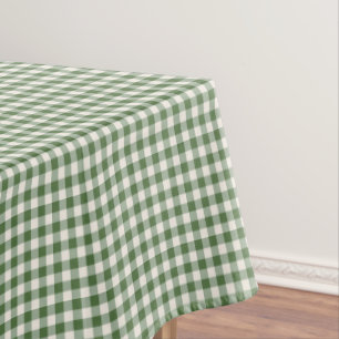 Classic Green Gingham Christmas Check Plaid Tablecloth