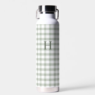 Classic Green Gingham Modern Monogram Water Bottle