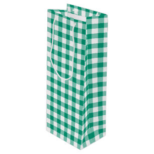 Classic Green Gingham Plaid  Wine Gift Bag