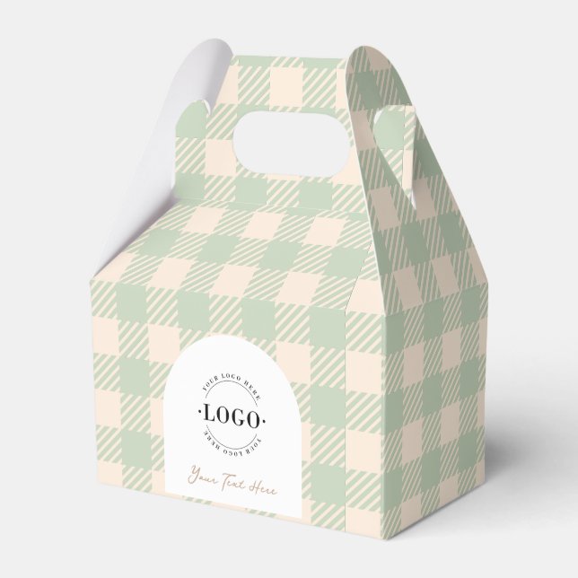 Classic green gingham preppy wedding favour boxes (Front Side)