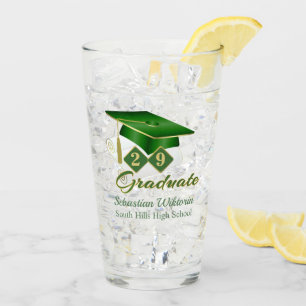 Classic Green Gold Personalised Graduation 20XX Glass