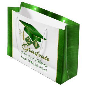 Classic Green Gold Personalised Graduation Large Gift Bag